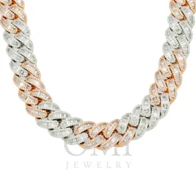 10K GOLD TWO TONE BAGUETTE DIAMOND 18MM CUBAN LINK CHAIN 42.27 CT