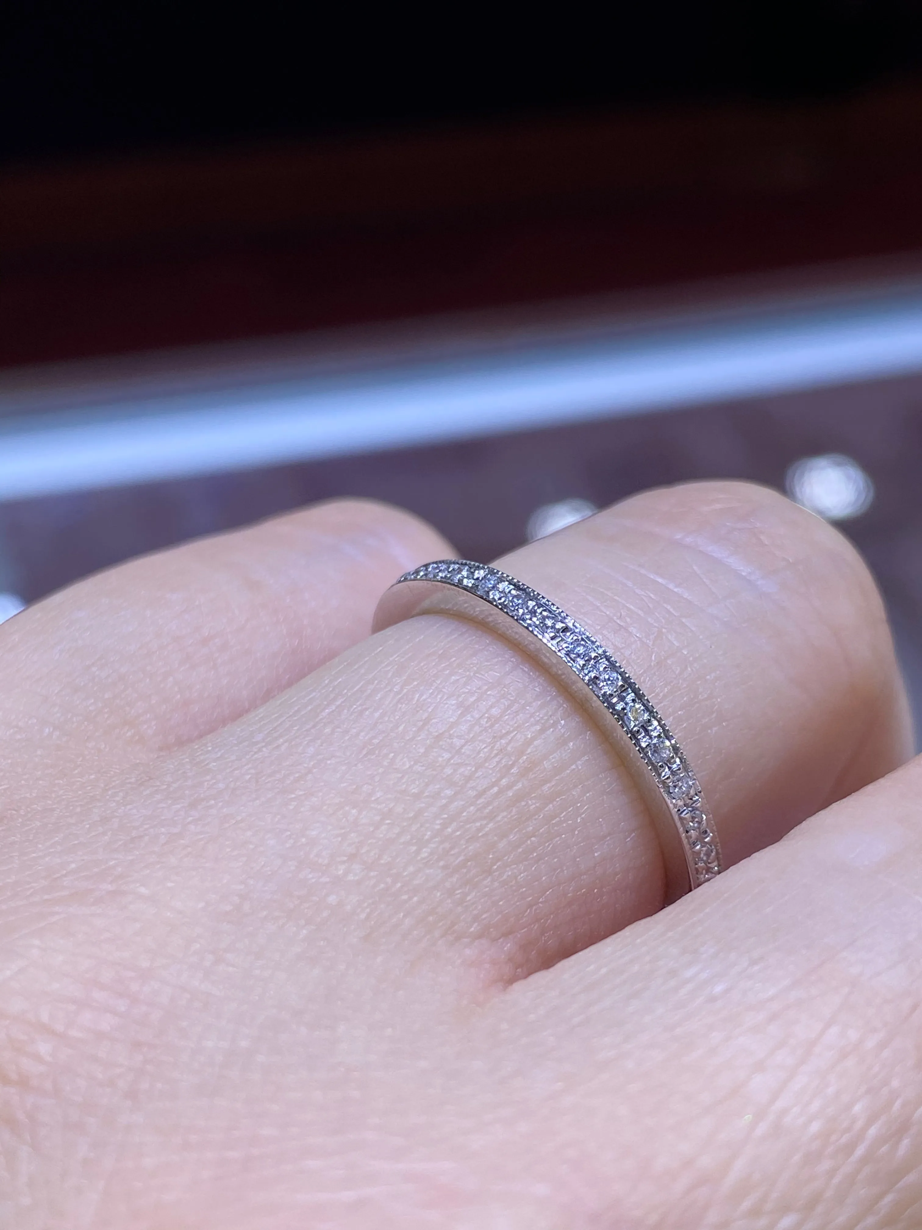 14k Gold Filigree Diamond Eternity Band