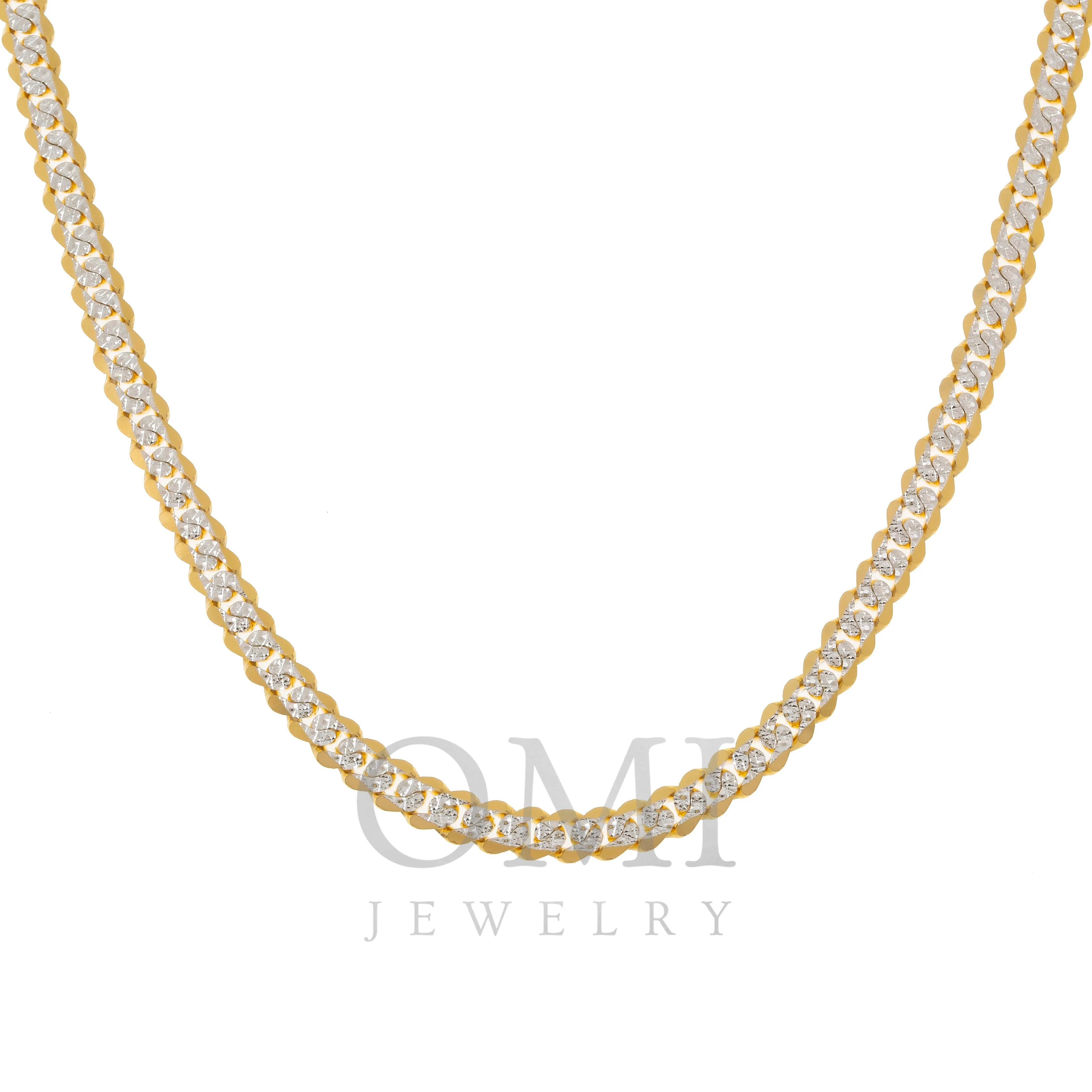 14K GOLD FLAT DIAMOND CUT 8MM OPEN CUBAN LINK CHAIN