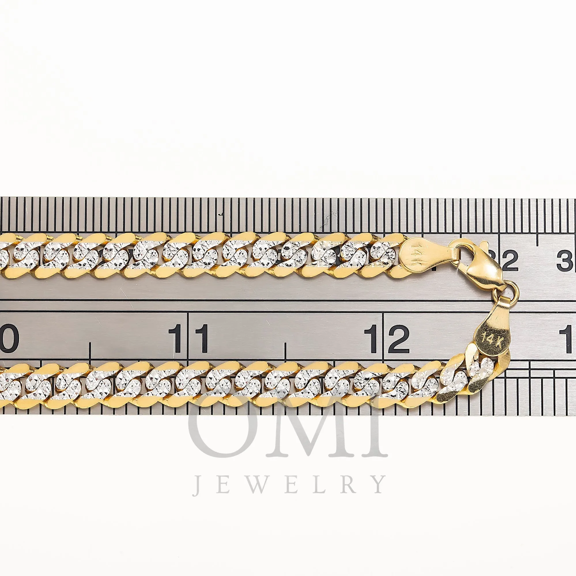 14K GOLD FLAT DIAMOND CUT 8MM OPEN CUBAN LINK CHAIN