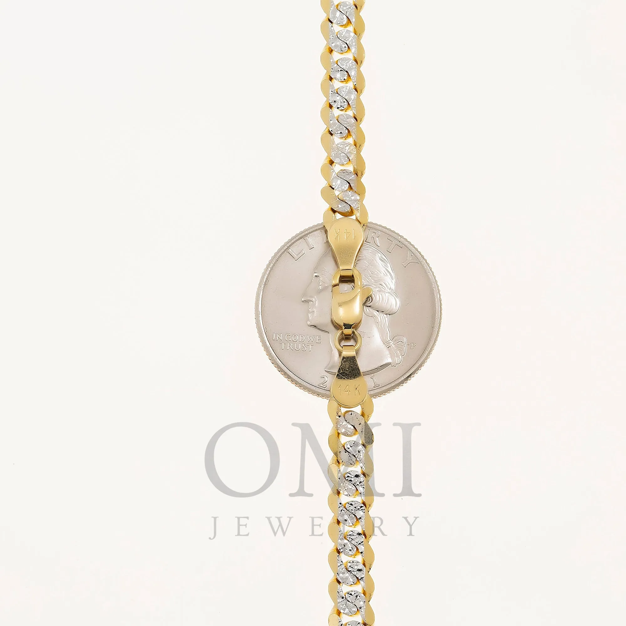 14K GOLD FLAT DIAMOND CUT 8MM OPEN CUBAN LINK CHAIN