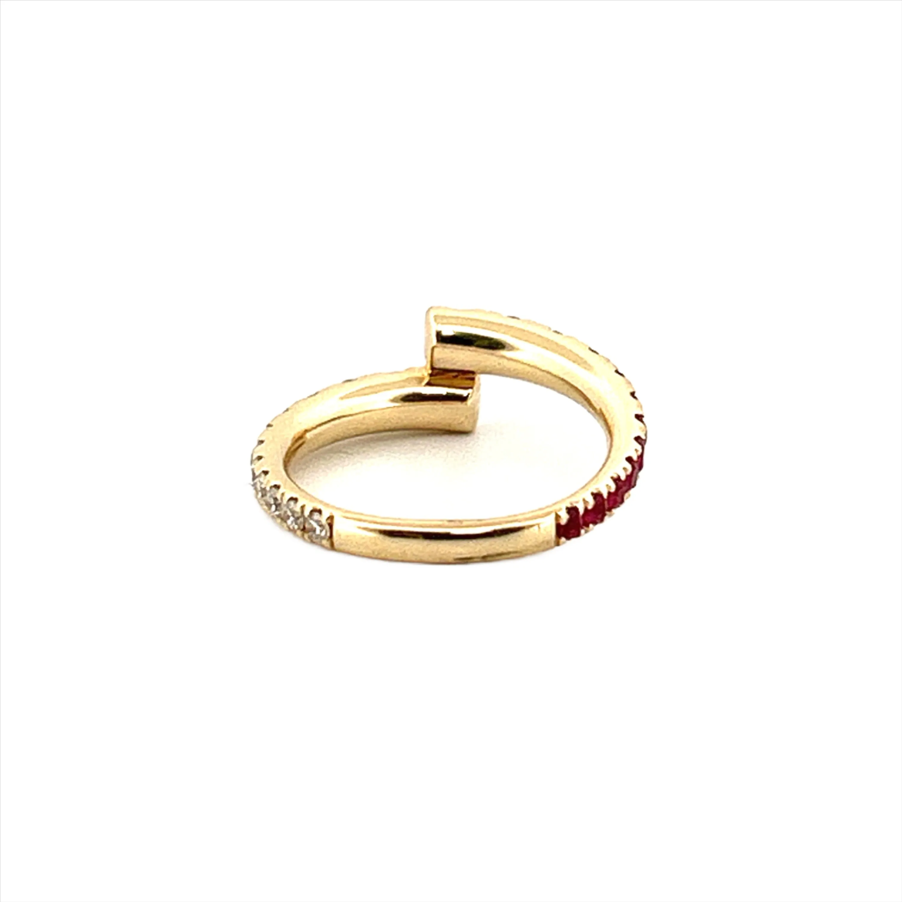 14K Gold Ruby and Diamond Open Wrapped Band