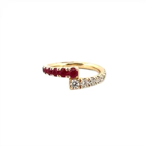 14K Gold Ruby and Diamond Open Wrapped Band