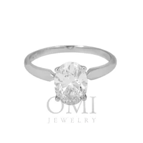 14K GOLD SOLITAIRE OVAL LAB DIAMOND ENGAGEMENT RING 2.01 CT