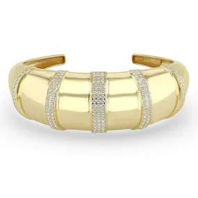 14k Pavé Diamond Banded Large Aura Cuff