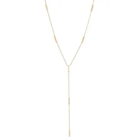 14k Pavé Diamond Tiny Bars Lariat Necklace