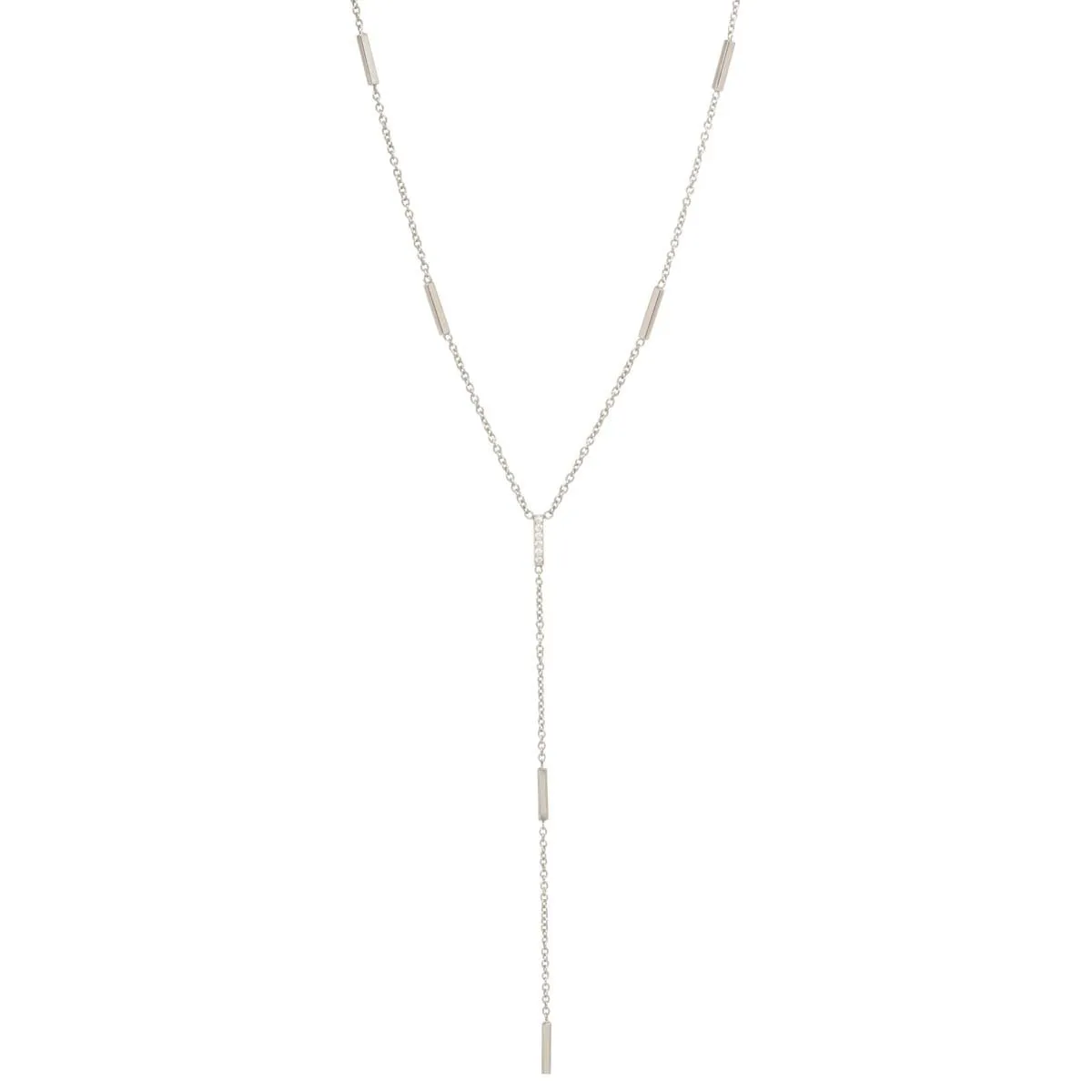 14k Pavé Diamond Tiny Bars Lariat Necklace