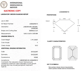 1.79CT Emerald F VS2 EX EX NONE - LG536292213
