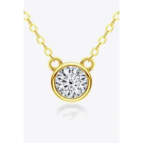 925 Sterling Silver 1 Carat Moissanite Round Pendant Necklace