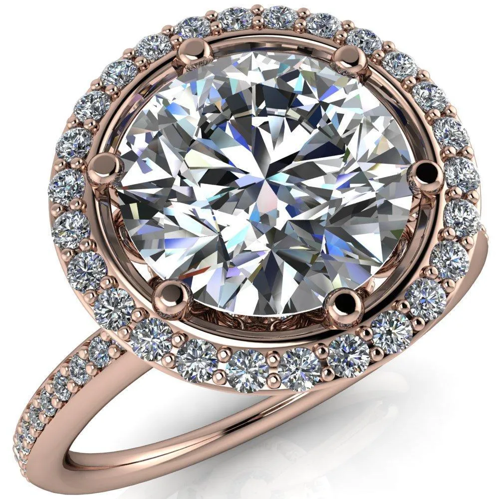 Allison 1.5cts. Lab-Grown Diamond Round Center Stone Antique Filigree Basket Halo Diamond 14K Rose Gold Ring