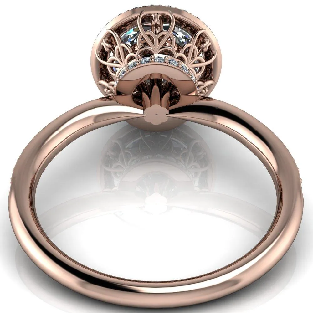 Allison 1.5cts. Lab-Grown Diamond Round Center Stone Antique Filigree Basket Halo Diamond 14K Rose Gold Ring