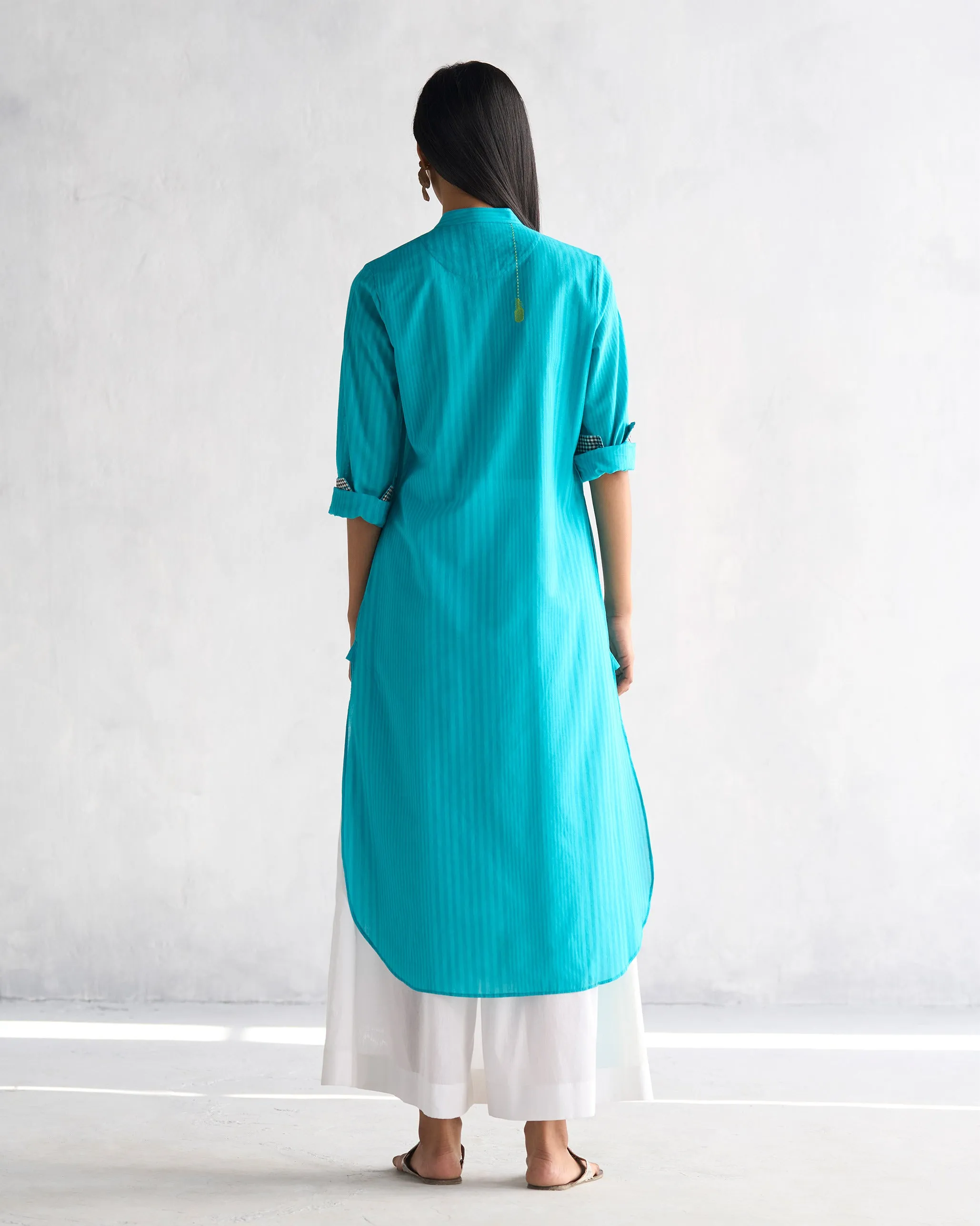 Basic Long Length Kurta - Aqua