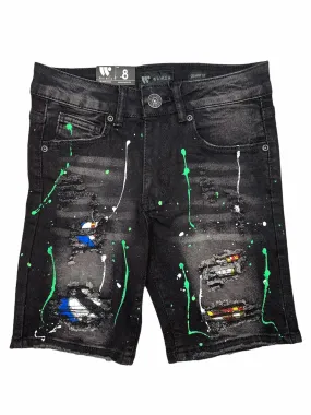 Big Kids Waimea Shorts - Paint Splatter - Black Wash - 8M7300D