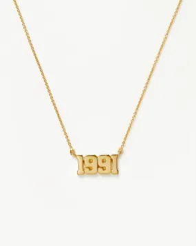 Birth Year Necklace  - Year 1991 | 18ct Gold Plated Vermeil