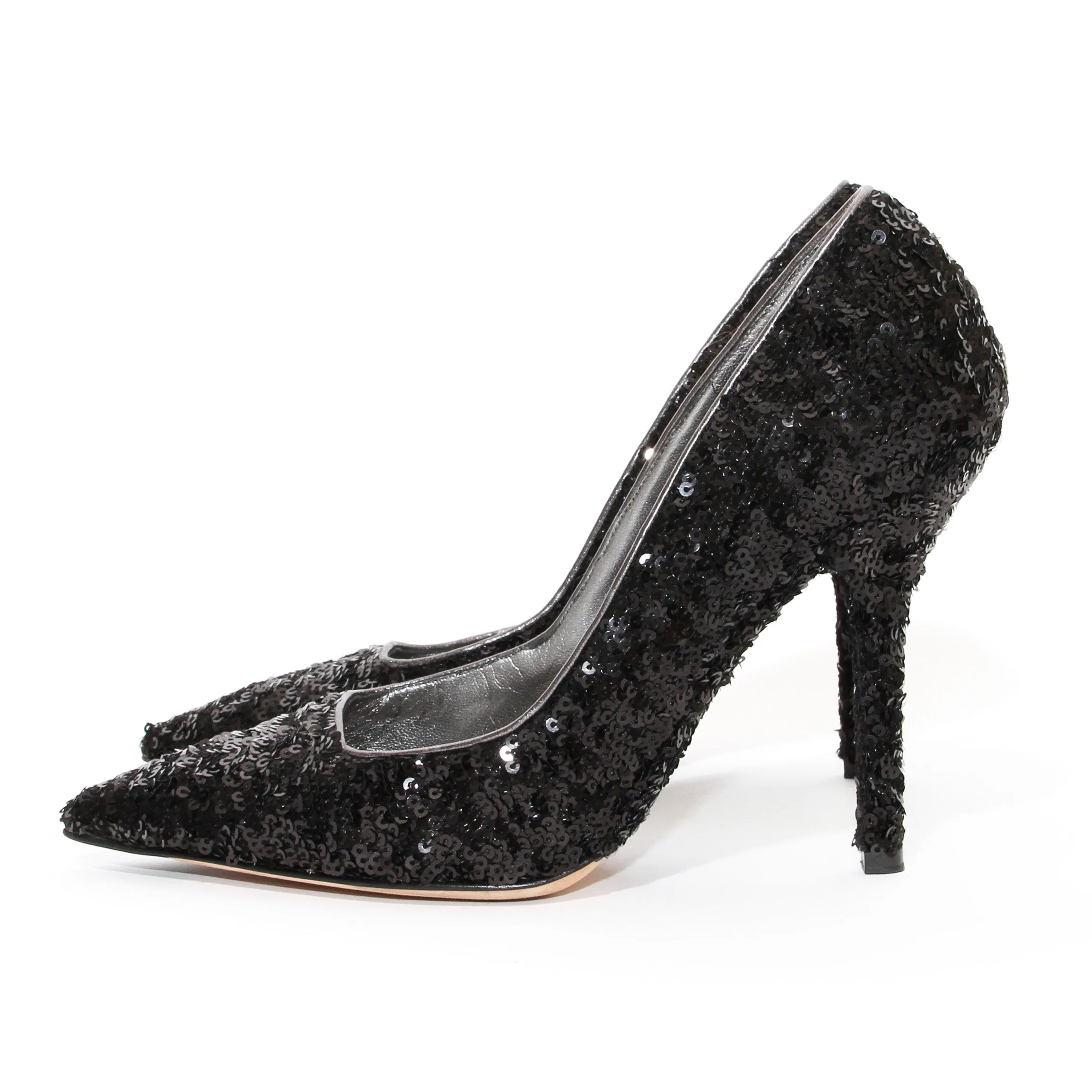 Black Sequin Pumps 38