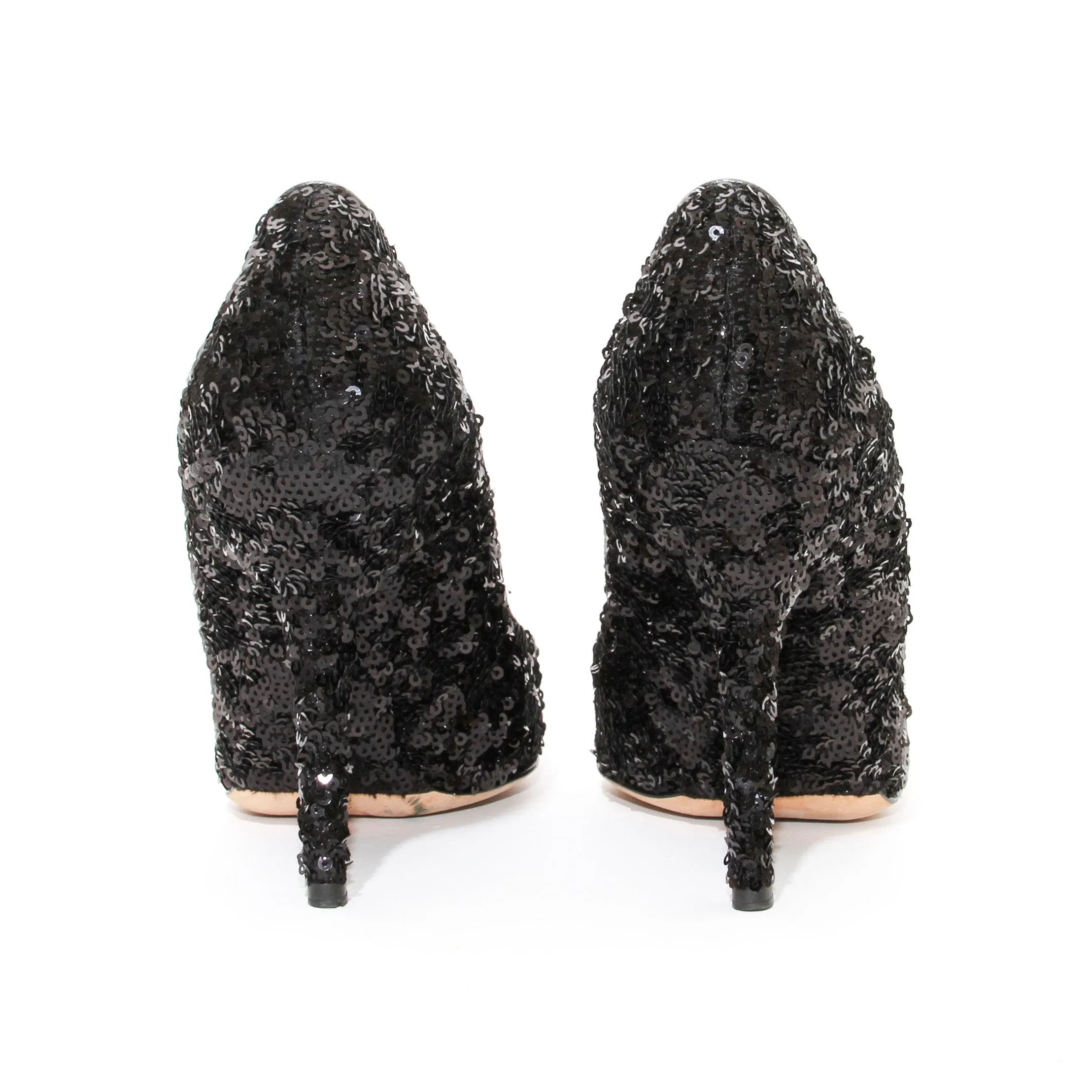 Black Sequin Pumps 38