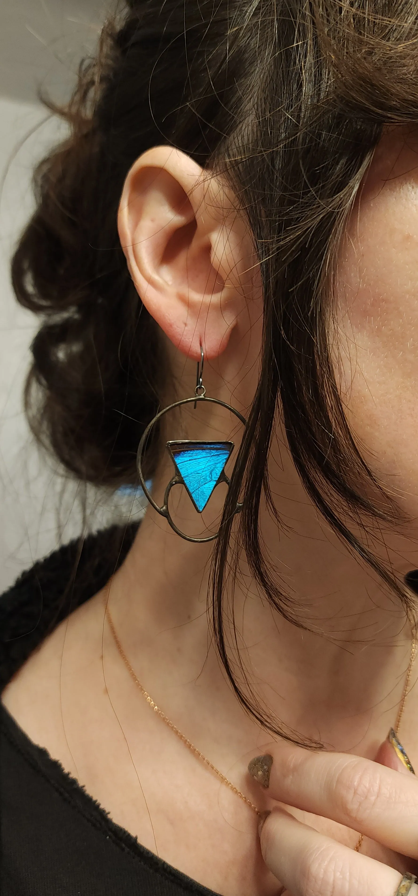 Blue Morpho Butterfly Soli-Lunar Earrings