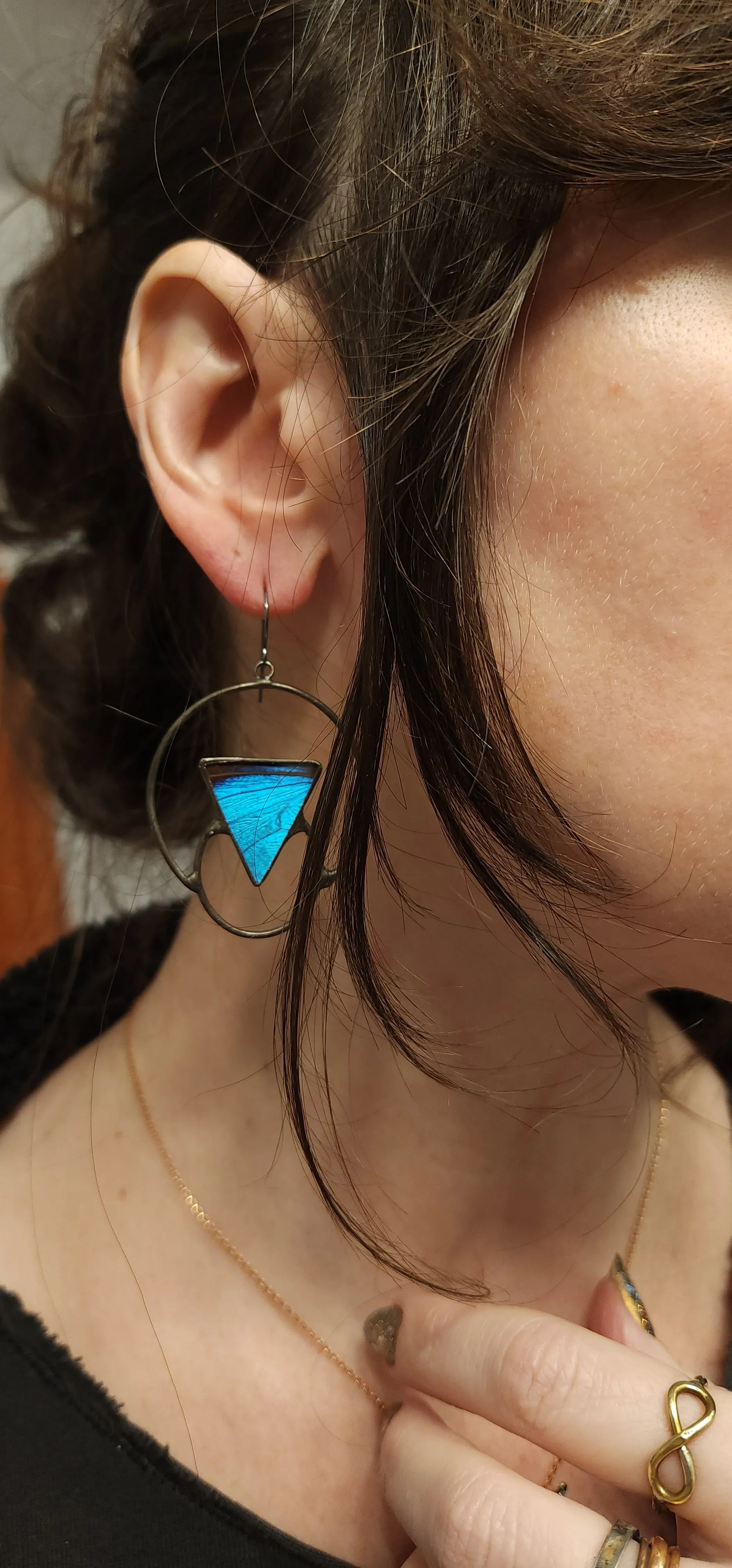 Blue Morpho Butterfly Soli-Lunar Earrings