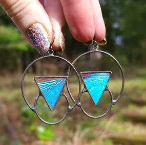 Blue Morpho Butterfly Soli-Lunar Earrings