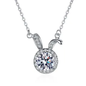 Cute Bunny S925 Silver Moissanite Necklace