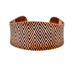 Diamond Design Hand Roller Printed Copper Cuff Bracelet