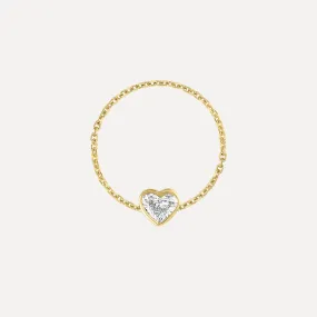 Diamond Heart Chain Ring