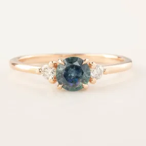 Emilie Ring - 0.66ct Blue-Green Montana Sapphire, 14k Rose Gold (One of a kind)