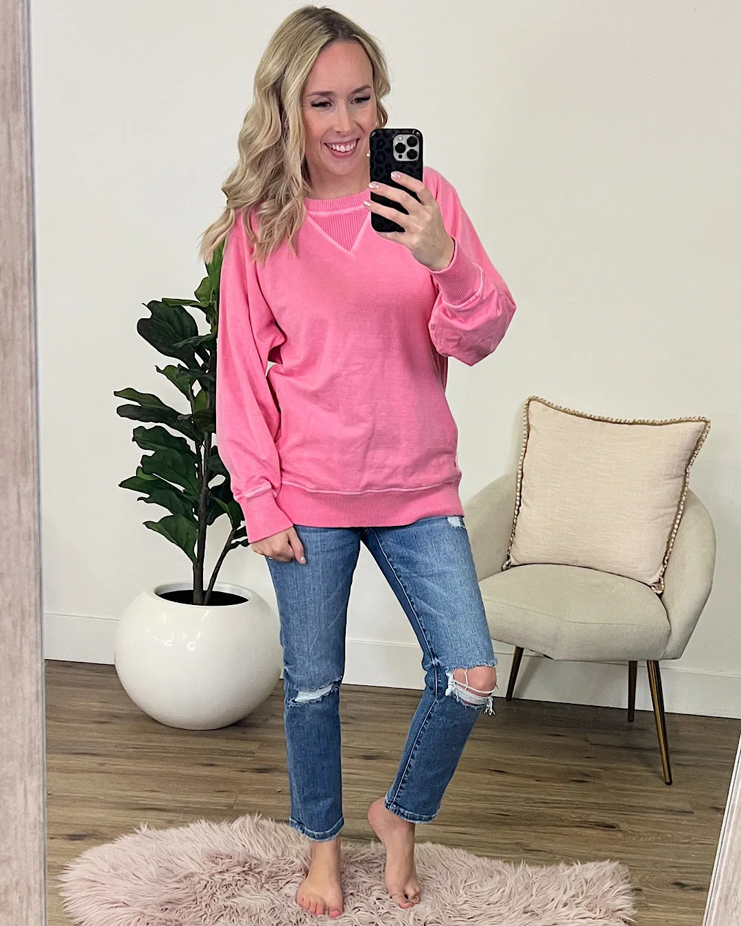 Girlfriend Crewneck Sweatshirt - Candy Pink