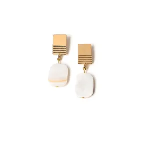 gold layered square   mother-of-pearl earrings