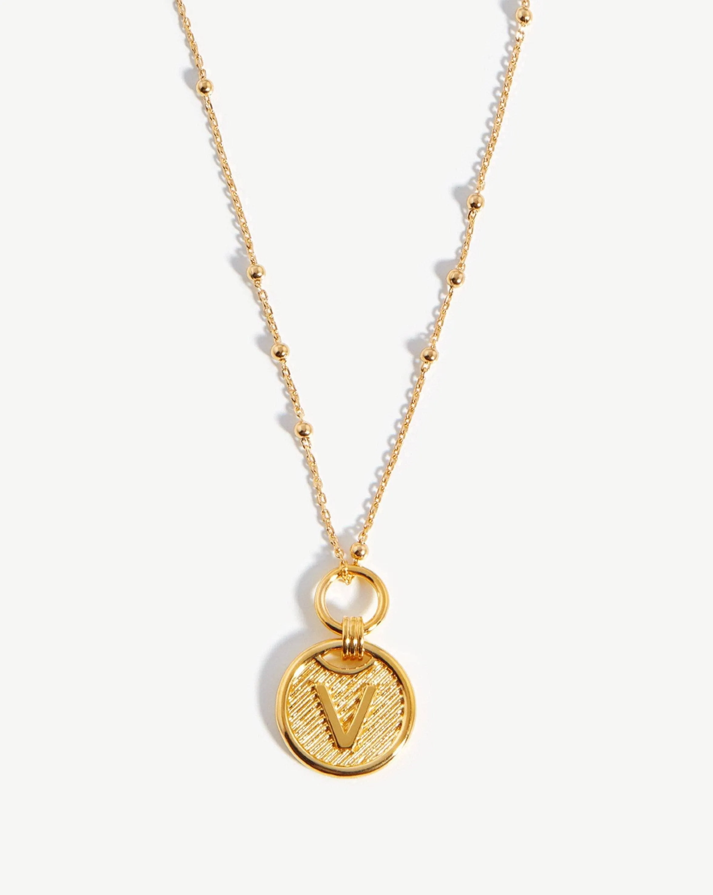 Initial Pendant Necklace - Initial V | 18ct Gold Plated Vermeil