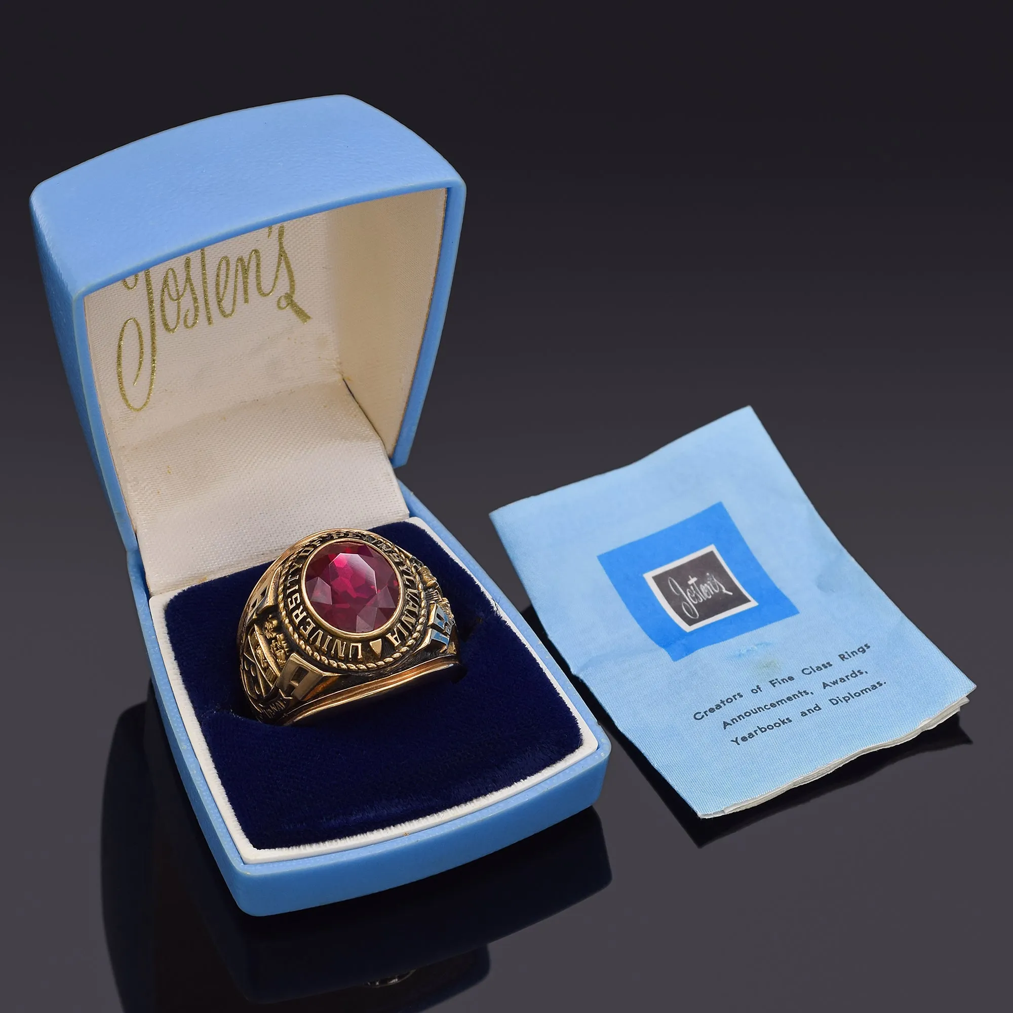 Jostens Vintage 10K Gold Lab Ruby University of Pennsylvania 1971 Class Ring