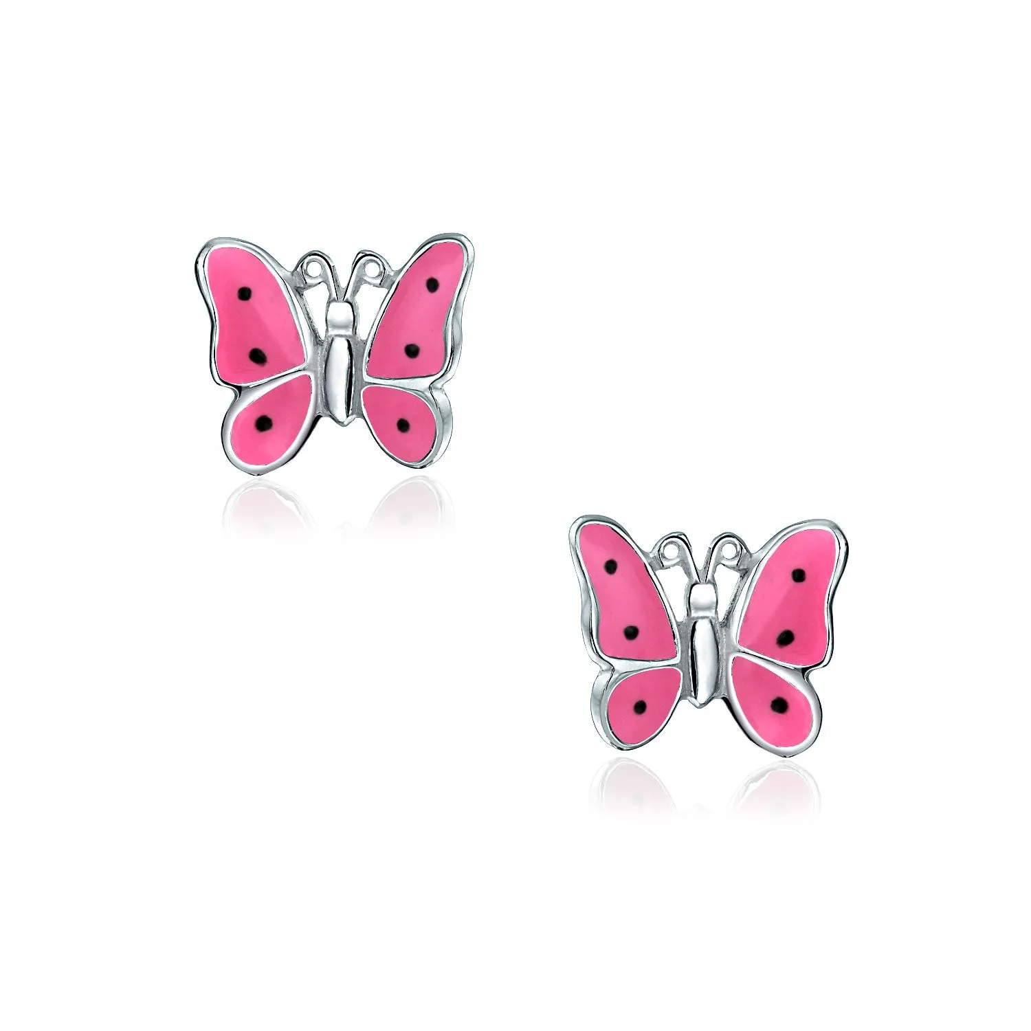 Ladybug, Pink LOVE Heart, Purple Butterfly Small Enamel Stud Earrings