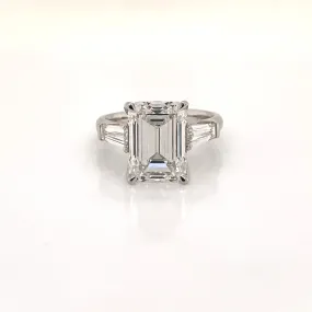 LAYLA 6 Carat Emerald Cut Lab Grown Diamond Engagement Ring. Three-Stone. IGI Certified