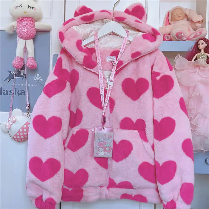 Love pink thickened coat BY90073