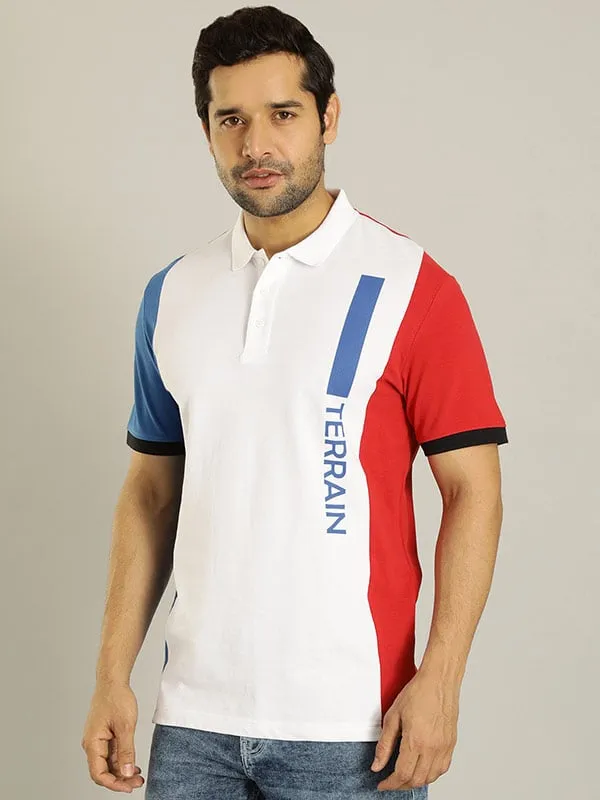 Men Color Block Polo T-Shirt