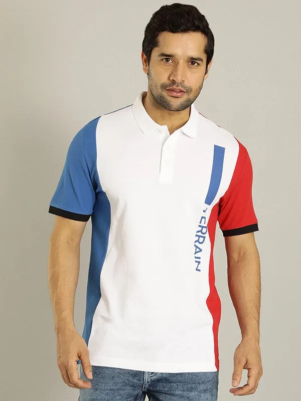 Men Color Block Polo T-Shirt