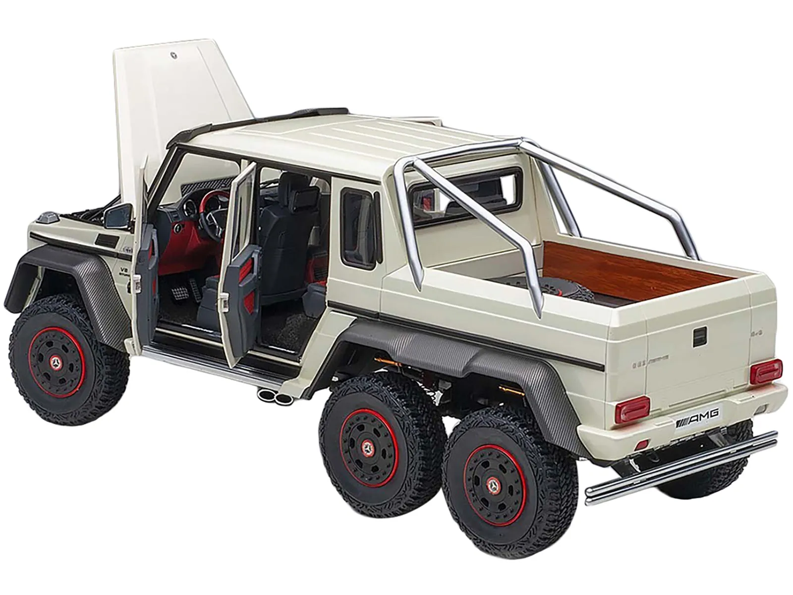 Mercedes Benz G63 AMG 6x6 Designo Diamond White with Carbon Accents 1/18 Model Car by Autoart