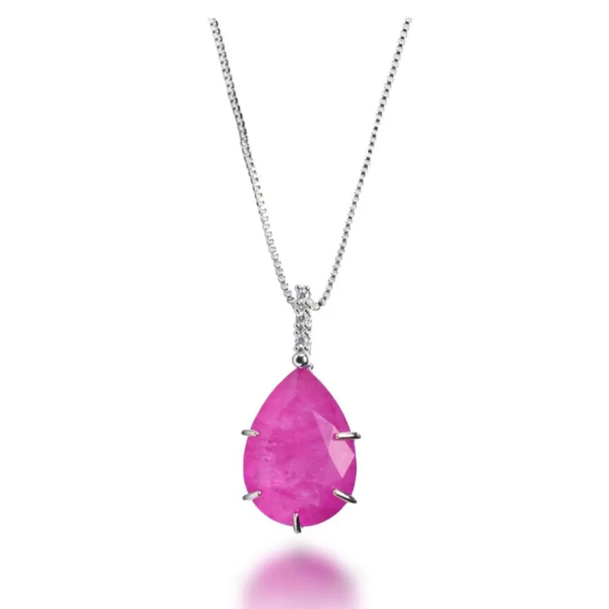 NECKLACE TEAR DROP PINK FUSION