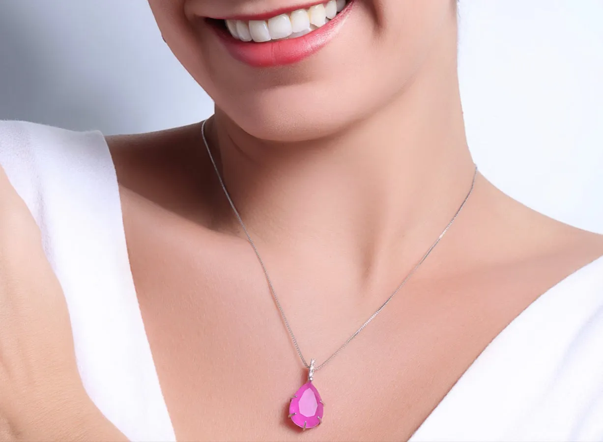 NECKLACE TEAR DROP PINK FUSION