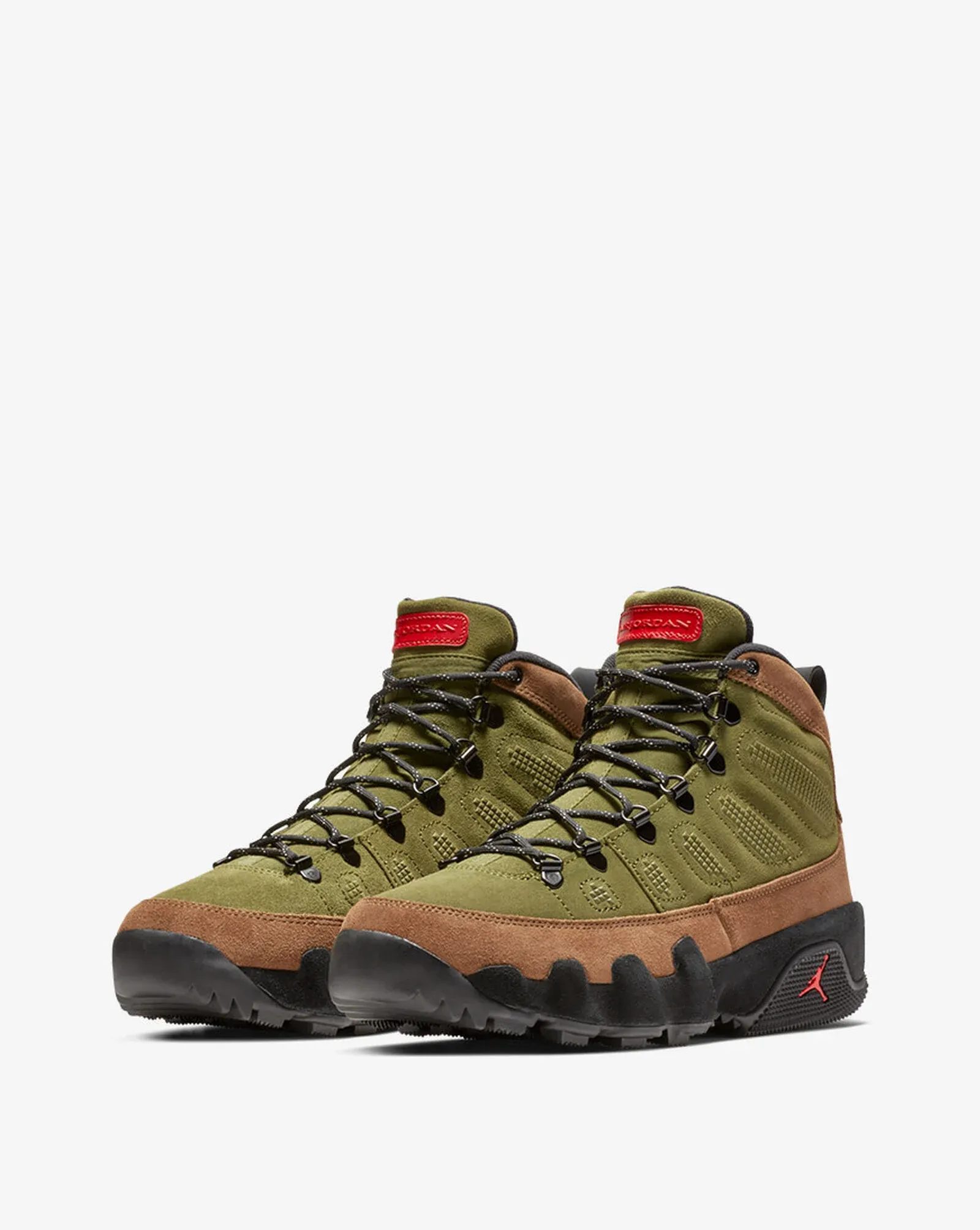 Nike Men's Air Jordan Retro 9 NRG Boot Shoes - Military Brown / Legion Green