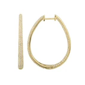 Oval Domed Diamond Hoops