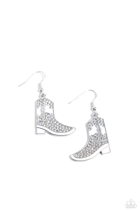 Paparazzi Boot Scootin Bling White Earrings