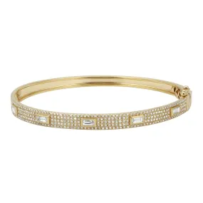 Pave and Baguettes Full Diamond Bangle