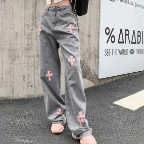 Pink Cross Grey Pants