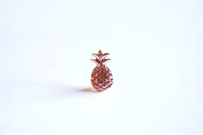 Pink Rose Gold Vermeil Pineapple Charm Pendant- 18k gold over Sterling Silver Pineapple, Hawaiian Pineapple Pendant, Pine cone Charm, 284