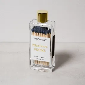 Remaining Fucks Glass Bottle Safety Matches by Chez Gagné