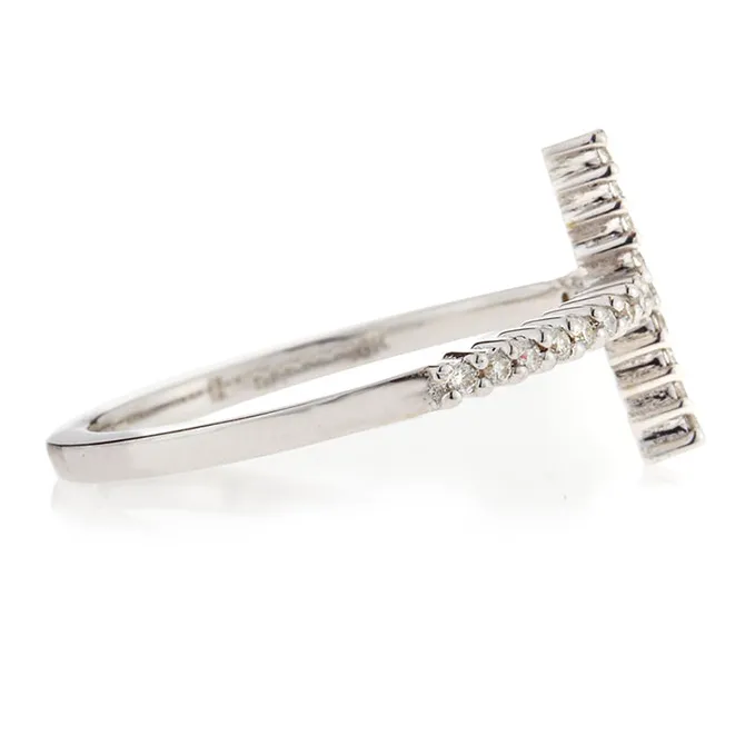 Roberto Coin Slim Diamond Cross Ring in White Gold