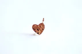 Shiny Pink Wholesale Rose Gold Vermeil Hammered Heart Charm- 22k gold plated Sterling Silver Heart Charm Pendant, Medium Gold Heart, Stamping Heart