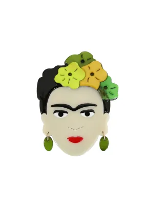 SIA BROOCH FRIDA FACE GREEN