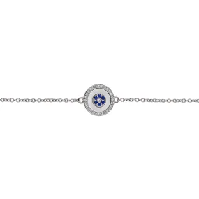 Sterling Silver Eye of Protection Halo Charm Bracelet